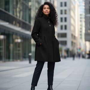 Katherine Barclay - Black Wool Blend Pea Coat - Size L